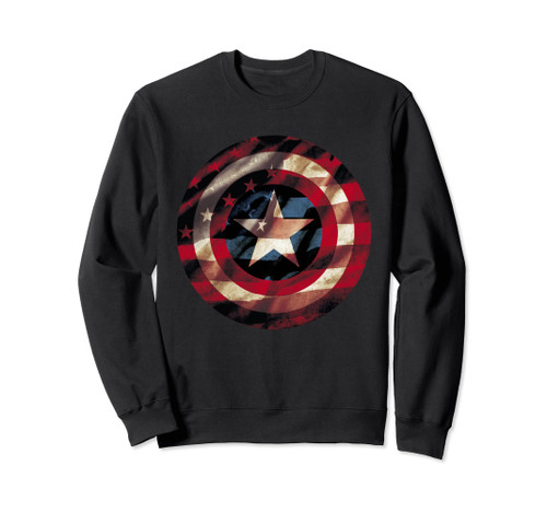 Marvel Comics Captain America Graphic Flag Fill Shield Sweatshirt