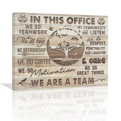 In This Office Canvas Wall Art Motivational Wall Art for Office We are A Team Inspirational Quotes Wall Decor Teamwork Wall Art Tree Background Modern Office Wall Decor Painting Prints Artwork Framed