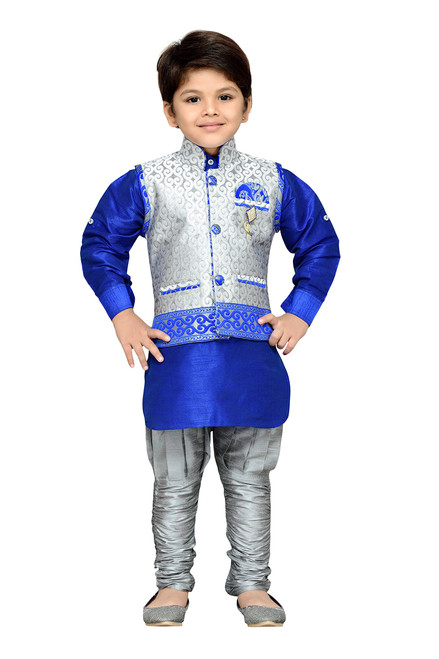 AJ DEZINES Boys Indian Wear Bollywood Style Kurta Pyjama Waistcoat for Kids (7-8 Years)