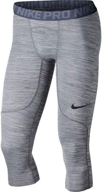 NIKE Mens Pro 3/4 Length Heather Tights (Lt Carbon/Thndr Blu/Blk, Small) NIKE Mens Pro 3/4 Length Heather Tights (Lt Carbon/Thndr Blu/Blk, Small)