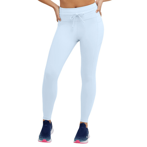 Champion, Soft Touch, Moisture Wicking, Drawcord Leggings for Women, 25", Ciel Blue, Large