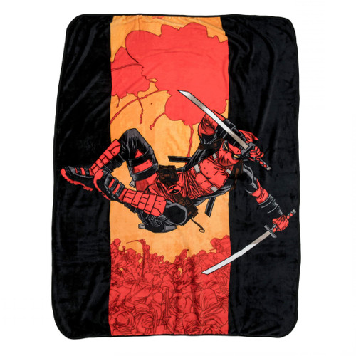Marvel Deadpool Jump Soft Plush Fleece Throw Blanket 45 by 60 - Comes with COA