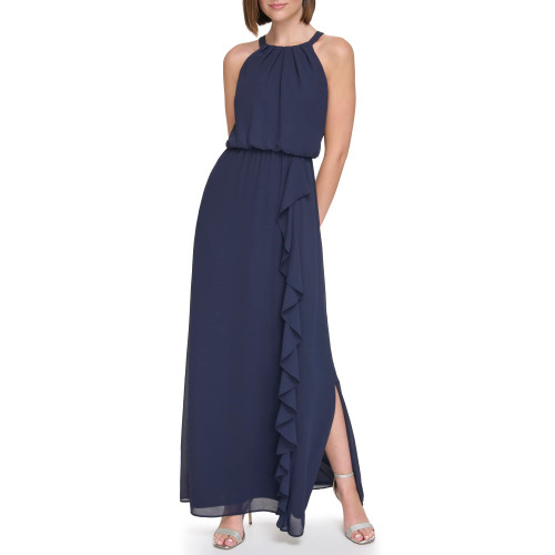 Jessica Howard Women's Chiffon Maxi Sleeveless-Guest of Wedding, Navy, 10