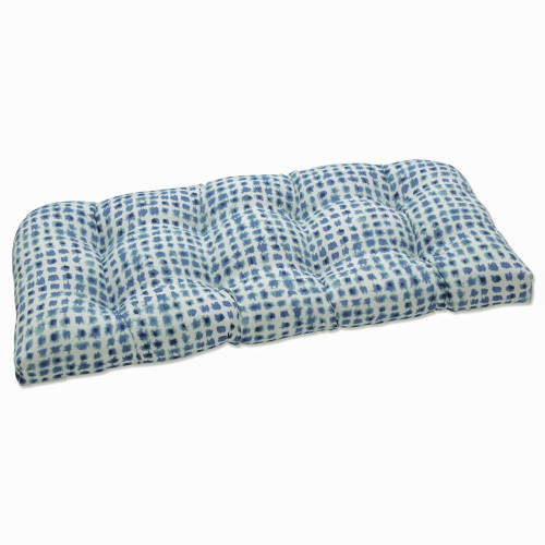 Pillow Perfect Outdoor | Indoor Alauda Porcelain Wicker Loveseat Cushion, 44 X 19 X 5, Blue