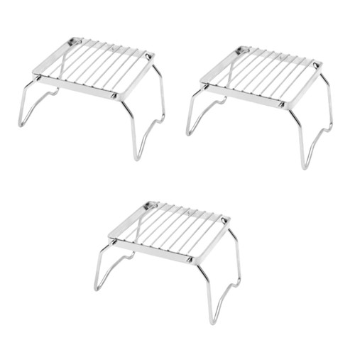 Yardwe 3pcs Barbecue Grilling Basket Grilling Basket Pan Portable Camping Grill Patio BBQ Grill Mesh Grill Basket Barbecue Charcoal Grills Stainless Steel Grill Grate Cooling Rack Outdoor