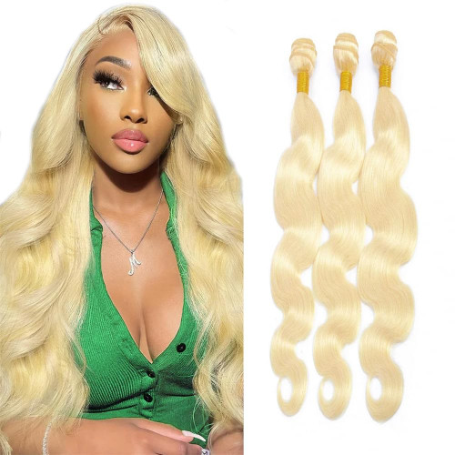 Nuailisex #613 Body Wave Bundles Human Hair Blonde Bundles Brazilian Remy Hair Weave Blonde Body Wave Human Hair 3 Bundles 10 12 14 inch Unprocessed Virgin Hair #613 Bundles Hair Extensions Weave