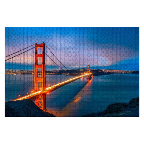 Wooden Puzzle 1000 Pieces Golden gate Bridge at Night Skyline Stock Pictures Royalty Free Jigsaw Puzzles for Children or Adults Educational Toys Decompression Game