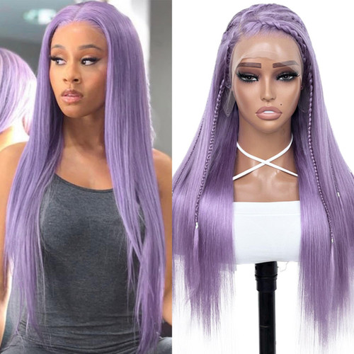 QMSSR Purple Lace Front Wigs Long Straight Hair Glueless Lace Wigs Heat Resistant Synthetic Lace Front Wigs for Fashion Women QMSSR Purple Lace Front Wigs Long Straight Hair Glueless Lace Wigs Heat Resistant Synthetic Lace Front Wigs for Fashion Women