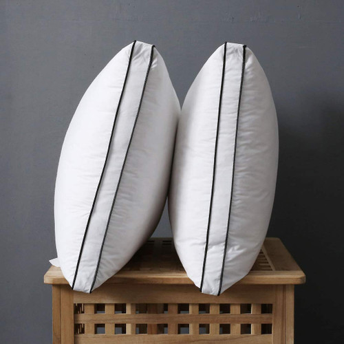 APSMILE Goose Feathers & Down Pillow for Sleeping, 2 Pack Standard Size Gusseted Pillow Inserts, Hotel Collection Medium Bed Pillow Set for Stomach, Side and Back Sleepers, 20x26