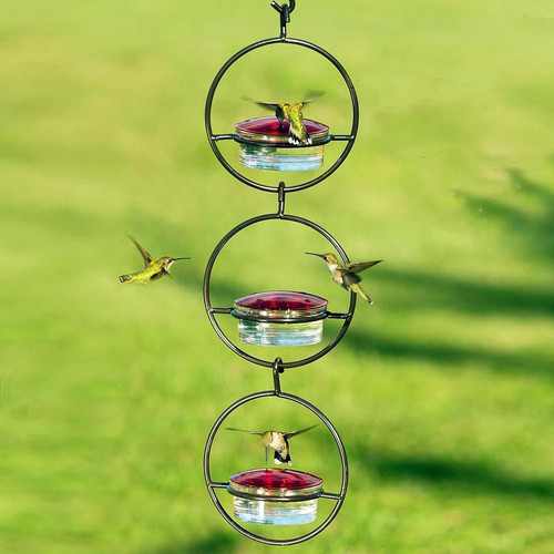 2023 Classic Outdoor Hanging Humming Bird Feeder Ant and Bee Proof, Hummingbird Feeders for Outdoors Hanging, Window Bird Feeders for Outside (3pcs)