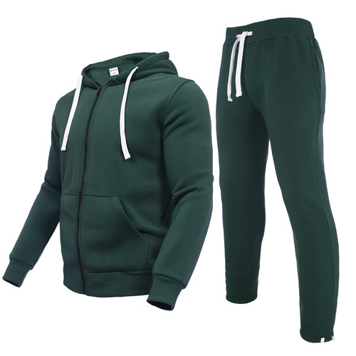 Xsylxgc Men's Tracksuit 2 Pieces Sets Jogging Suits Athletic Sweatsuits Casual Outfit Fleece Hoodie, Dark Green 2XL