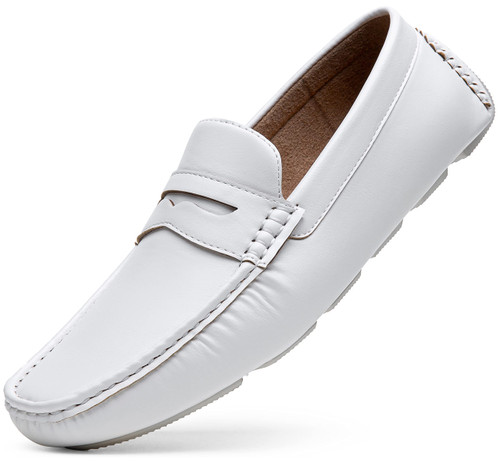 Vostey Men's Loafers Slip on Shoes White Loafers Driving Loafers Casual Penny Loafers for Men (BMY3002 White 12.5)