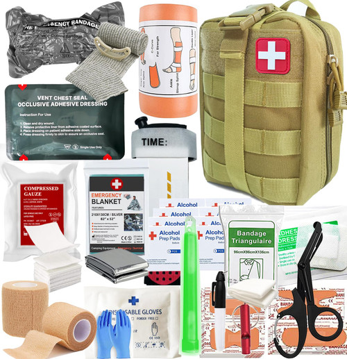 IFAK Med Kit Trauma Refill Kit Pack | Vented Chest Seal | Israeli Bandage | CAT Tourniquet | Splint | Compressed Gauze | Bandages | First Aid Kit EMT Bleeding Control for Camping Hiking (Tan) IFAK Med Kit Trauma Refill Kit Pack | Vented Chest Seal | Israeli Bandage | CAT Tourniquet | Splint | Compressed Gauze | Bandages | First Aid Kit EMT Bleeding Control for Camping Hiking (Tan)