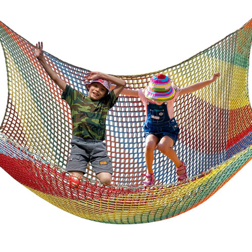 nets Tribe Kids Climbing Cargo Net, Playground Safety Net, 6.5 * 9.8 ft Polyester Double Layers Net Bridge for Inside, Outside, Backyard,Tree House, Obstacle Training, Monkey Bar (Multicolor)