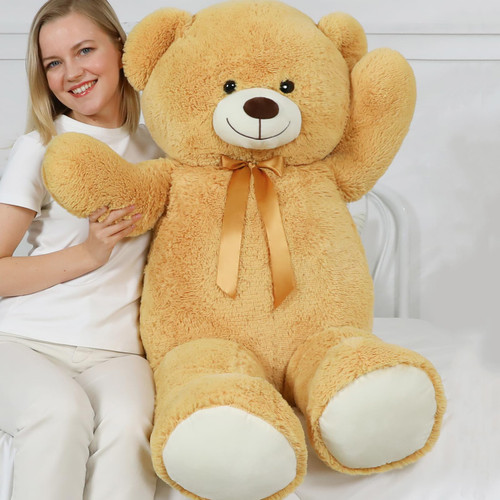 MorisMos 52'' Giant Teddy Bear Stuffed Animals, Cuddly Soft Big Teddy Bears Plush, Large Stuffed Bears for Kids, Baby Shower, Christmas, (Light Brown)