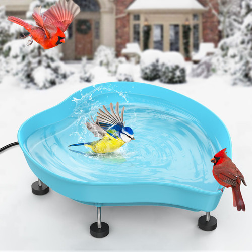 hugeneroy Heated Bird-Baths for Outdoors for Winter - Thermostatically Controlled Heated Birdbath for Outdoor Garden Yard Lawn, Large 3L Capacicy 60W Electric Bird Bath Attract Birds All Year Round
