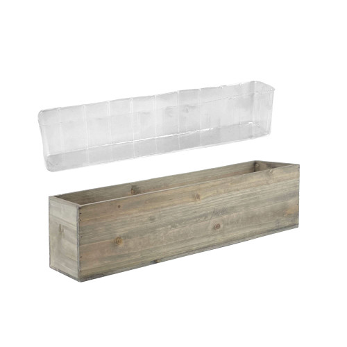 CYS EXCEL Rectangle Wood Planter Box with Removable Plastic Liner (H:6" Open:23"x6") | Multiple Size Choices Wood Rectangular Planter | Indoor Decorative Window Box