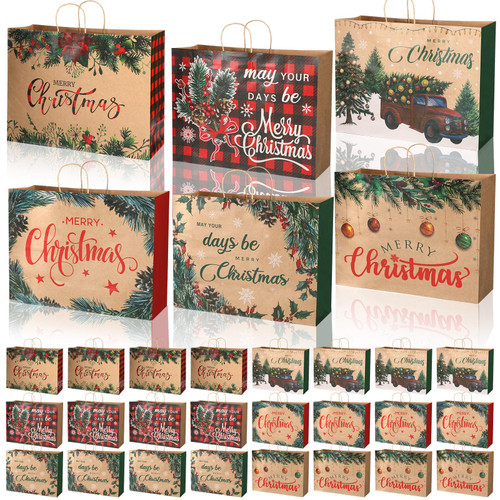 Cholemy 36 Pcs Extra Large Christmas Gift Paper Bags, 20 x 7 x 15'' Christmas Tote Bags with Handles Jumbo Christmas Gift Bags Bulk Kraft Paper Gift Bags for Wrapping Holiday Presents Xmas Party Cholemy 36 Pcs Extra Large Christmas Gift Paper Bags, 20 x 7 x 15'' Christmas Tote Bags with Handles Jumbo Christmas Gift Bags Bulk Kraft Paper Gift Bags for Wrapping Holiday Presents Xmas Party