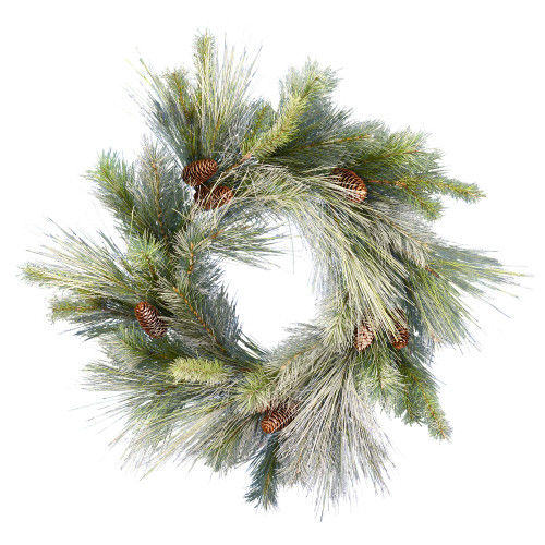 Vickerman 30" Frosted Myers Pine Artificial Christmas Wreath, Unlit - Faux Pine Christmas Wreath - Indoor Seasonal Home Decor