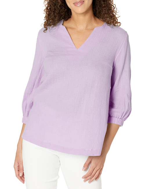 Foxcroft Women's Size Evie 3/4 Sleeve Gauze Blouse, Orchid Bouquet, 16 Plus