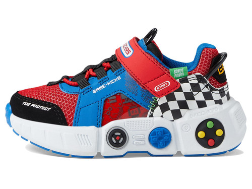 Skechers Kids Boy's Gametronix Sneaker, Blue/Multi, 2 Little Kid