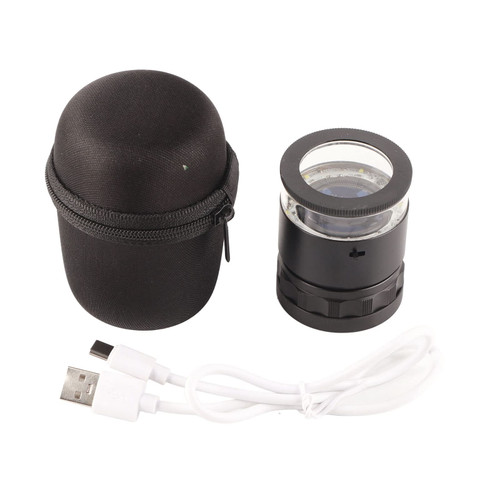10X Illuminated Jewelers Loupe Magnifier with Scale, 6 LEDs 28mm Field of View Rechargeable Portable Monocular Magnifier Magnifying Glass for Textile Optical Circuit Coins