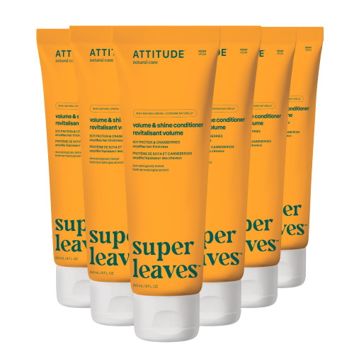 ATTITUDE Volume and Shine Hair Conditioner, Dermatologically Tested, Plant- and Mineral-Based, Vegan, Soy Protein & Cranberries, 8 Fl Oz (Pack of 6)