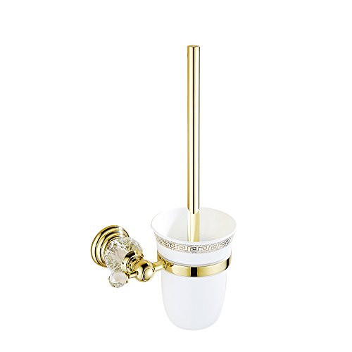 AUSWIND Antique Gold Brass&Crystal Wall Mounted Bathroom Hardware XH (Toilet Brush Holder)