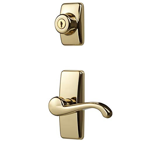 Ideal Security GL Lever Set for Storm and Screen Doors, With Deadbolt, Bright Brass
