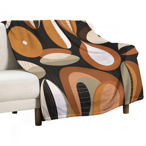 MaSiledy Blanket Mid Century Modern Retro Pattern Brown Earth Tones Summer Throw Blanket Modern Striped Geometric Throw Blankets Flannel Blanket for Couch Bed Sofa Birthday Gift 60"x80"