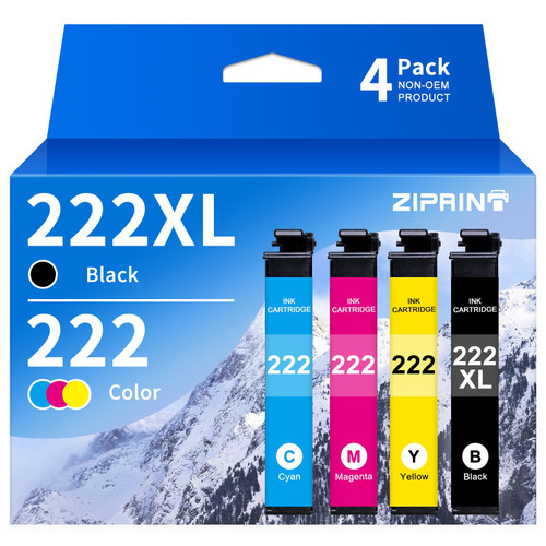 ZIPRINT 222XL Ink Cartridges Combo Pack Remanufactured Ink Cartridge Replacement for Epson 222XL 222 XL Ink Cartridge for Expression Home XP-5200 Workforce WF-2960 Printer (Black Cyan Magenta Yellow) ZIPRINT 222XL Ink Cartridges Combo Pack Remanufactured Ink Cartridge Replacement for Epson 222XL 222 XL Ink Cartridge for Expression Home XP-5200 Workforce WF-2960 Printer (Black Cyan Magenta Yellow)