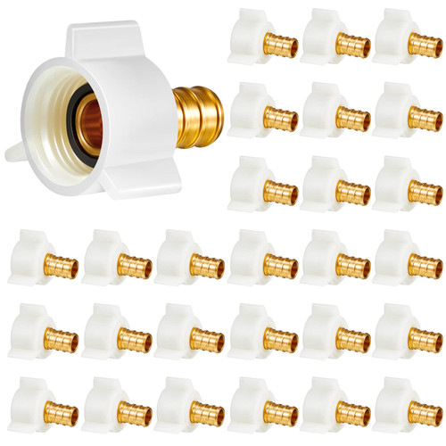 1/2 Inch PEX Threaded Swivel Adapter 1/2 Inch PEX Fittings x 1/2 Inch Female Brass Crimp Fittings PEX Fittings PEX Swivel Adapter Brass Plumbing Fittings for PEX Tubes(40)