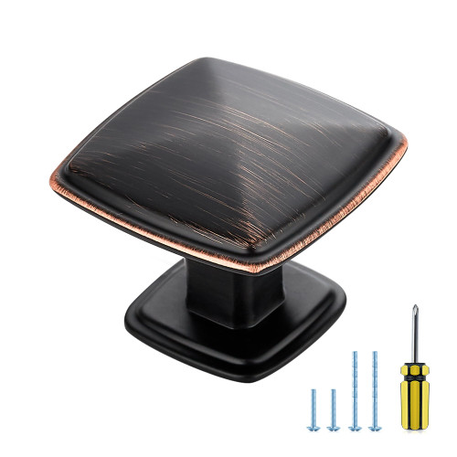 30 Pack Cabinet Knobs Single Hole Oil Rubbed Bronze Dresser Knobs Solid Suqare Drawer Knobs for Kitchen Cabinet Door Closet Door Cabinet Pulls Knobs for Cabinets and Drawers