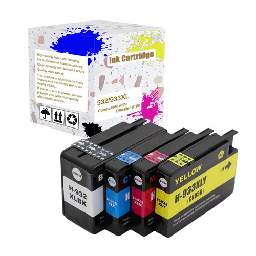 932/933XL Replacement Ink Cartridges, Compatible for HP Officejet 6100 6600 6700 7110 7510 7512 7610 7612 Printers Combo Pack