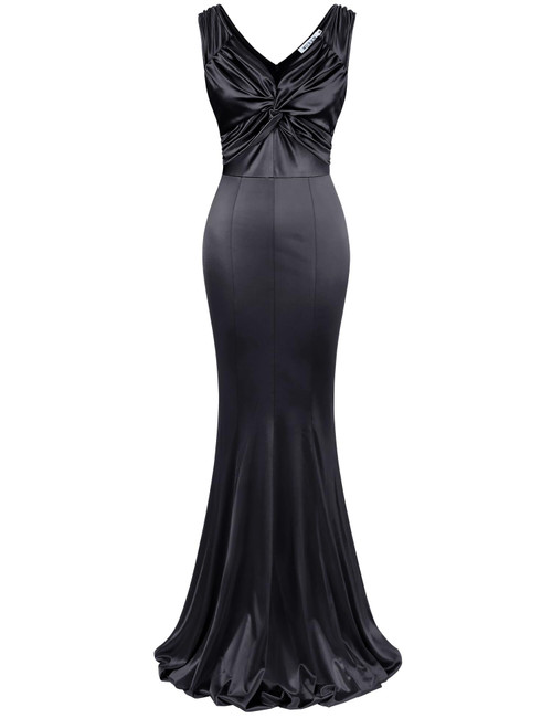 MUXXN Sleeveless Dress for Women Wedding Guest 50s Style Retro V Neck Satin Cocktail Evening Maxi Long Dresses Black M MUXXN Sleeveless Dress for Women Wedding Guest 50s Style Retro V Neck Satin Cocktail Evening Maxi Long Dresses Black M