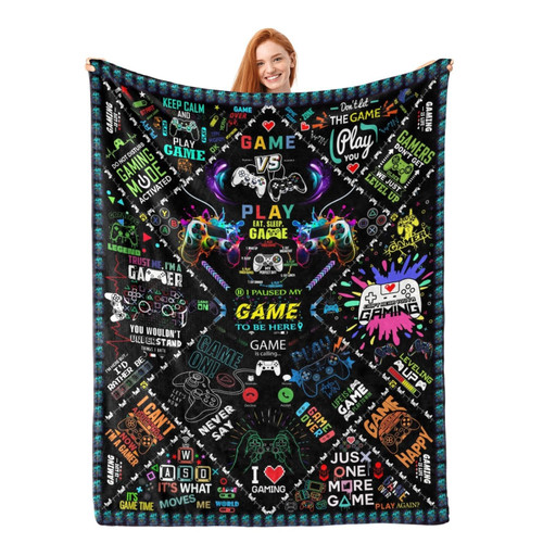 JASUTOT Gamer Blacket,Gaming Game Theme Throw Blanket,Gamer Gift for Men Teens Boys,Video Game Gifts, Best Gamer Gift Ideas, Gamer Room Decor Gift, Game Lovers Throw Blanket 80"X 60"