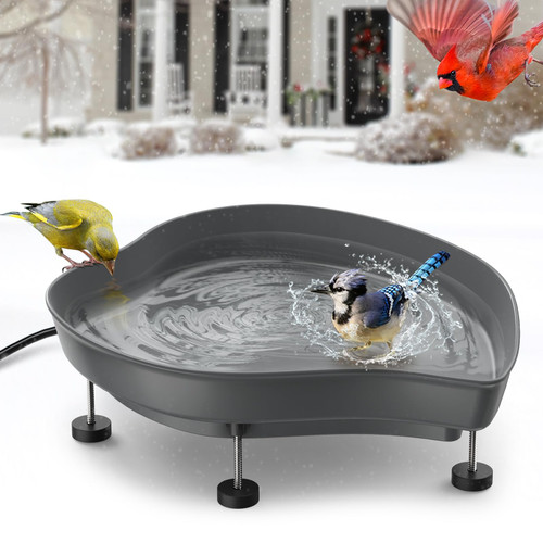 Heated Bird Bath for Outdoors for Winter - 60W Thermostatically Controlled Birdbath Heater for Winter with Large Capacity, All Seasons Available Bird Bath Heater for Outdoor in Winter Garden Yard