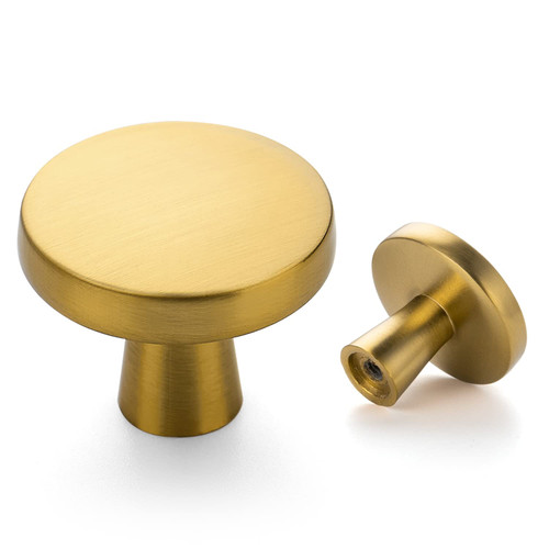 Home Expert 25 Pack Cabinet Knobs Gold Knobs for Dresser Drawers Drawer Pulls 1-1/4in Drawer Knobs Brushed Brass Kitchen Cabinet Knobs Solid Dresser Knobs Gold Hardware for Kitchen Cupboard