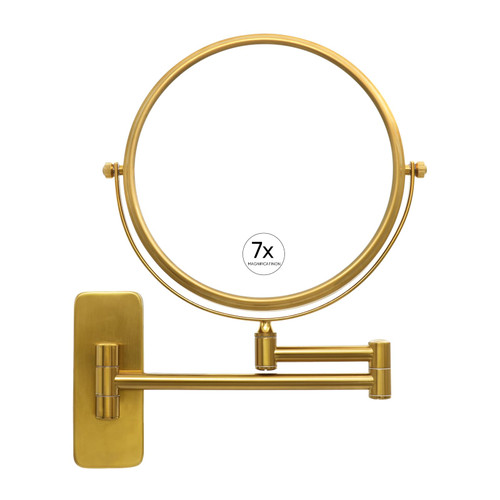GURUN 8" Wall Mounted Makeup Mirror with 7X Magnification,Two-Sided Swivel Bathroom Mirror,Brushed Gold Finish M1406GJ(8",7X)