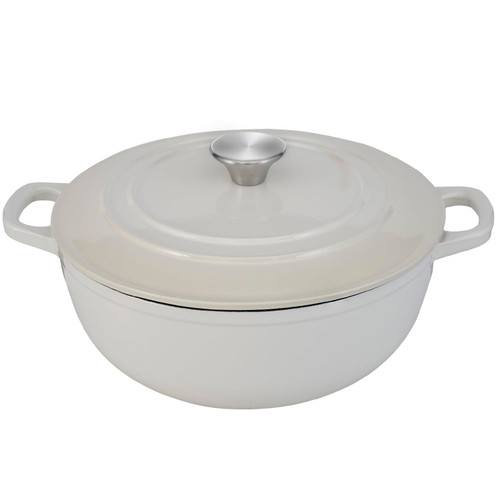 Flavehc Dutch Oven Pot with Lid 4 qt Cast Iron Dutch Oven for Bread Baking White Enameled Cast Iron Dutch Oven with Handels