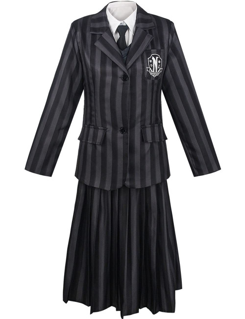 Bleoavre Wednesday Cosplay Nevermore Academy School Uniform Halloween Outfits (Adult Dress, XXXL)
