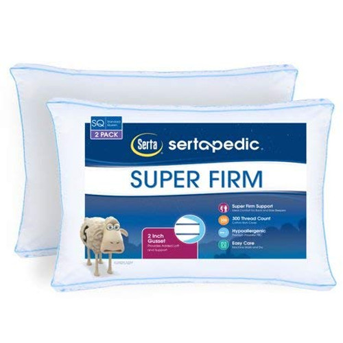 Sertapedic Comfortable Super Firm Bed Pillows, Set of 2 (King)