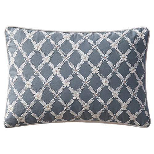 VCNY Home Posey Embroidered Cotton Decorative Pillow, 14x20, Blue