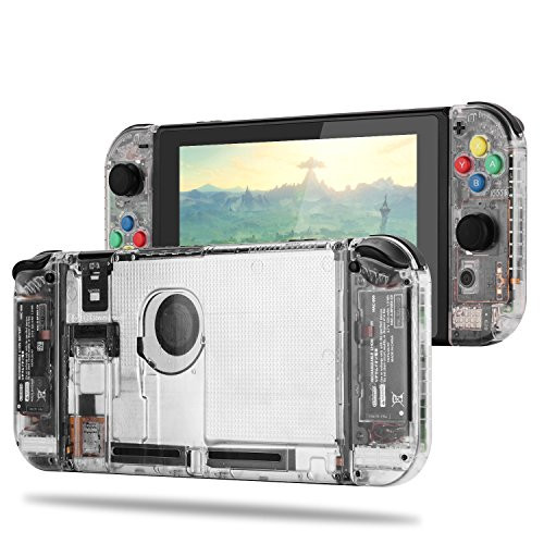 BASSTOP DIY Replacement Housing Shell Case Set for Switch NS NX Console and Right Left Switch Joy-Con Controller Without Electronics (Clear Set)