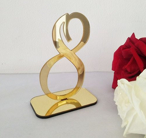 RUIXUAN Acrylic Mirror Table Numbers, Wedding Table Number With Holder, Wedding Table Numbers Set, Wedding Table Decor, Mirror acrylic Table Numbers (20PCS, Gold)