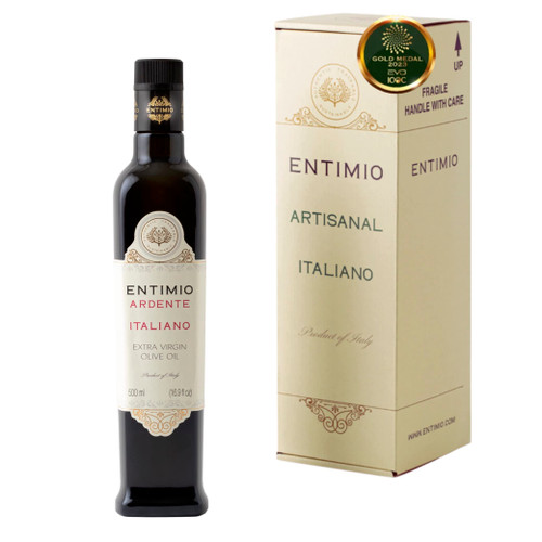 Entimio Ardente | Italian Polyphenols Rich (+400mg/kg) 2023 Gold Award Medium Organic Olive Oil Extra Virgin | 2022 Harvest from Sicily, Italy, Early Harvest Olive Oil | 16.9 fl oz