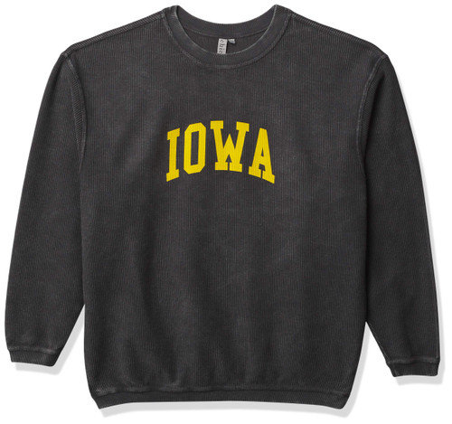 NCAA Iowa Hawkeyes Womens Corded Crew Pullover, Charcoal, Large