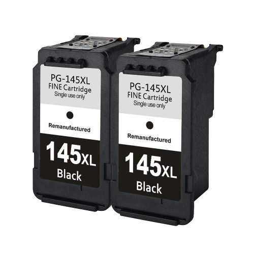 Remanufactured for Canon PG-145XL Black Ink Cartridge PG-145 Ink Cartridges Replacement for Canon Pixma iP2810 MG2410 MG2510 MG2910 MG3010 Printer 2 Black