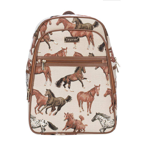 Signare Tapestry Backpack for Women Computer Rucksack Knapsack bookbags for women In Running Horse Design (BKPK-RHOR)