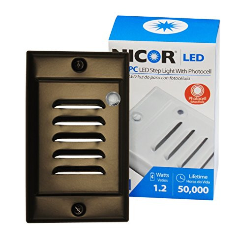 NICOR Lighting LED Step Light with Photocell Sensor and Vertical Faceplate, Oil-Rubbed Bronze (STP-10-120-VOB-PC)